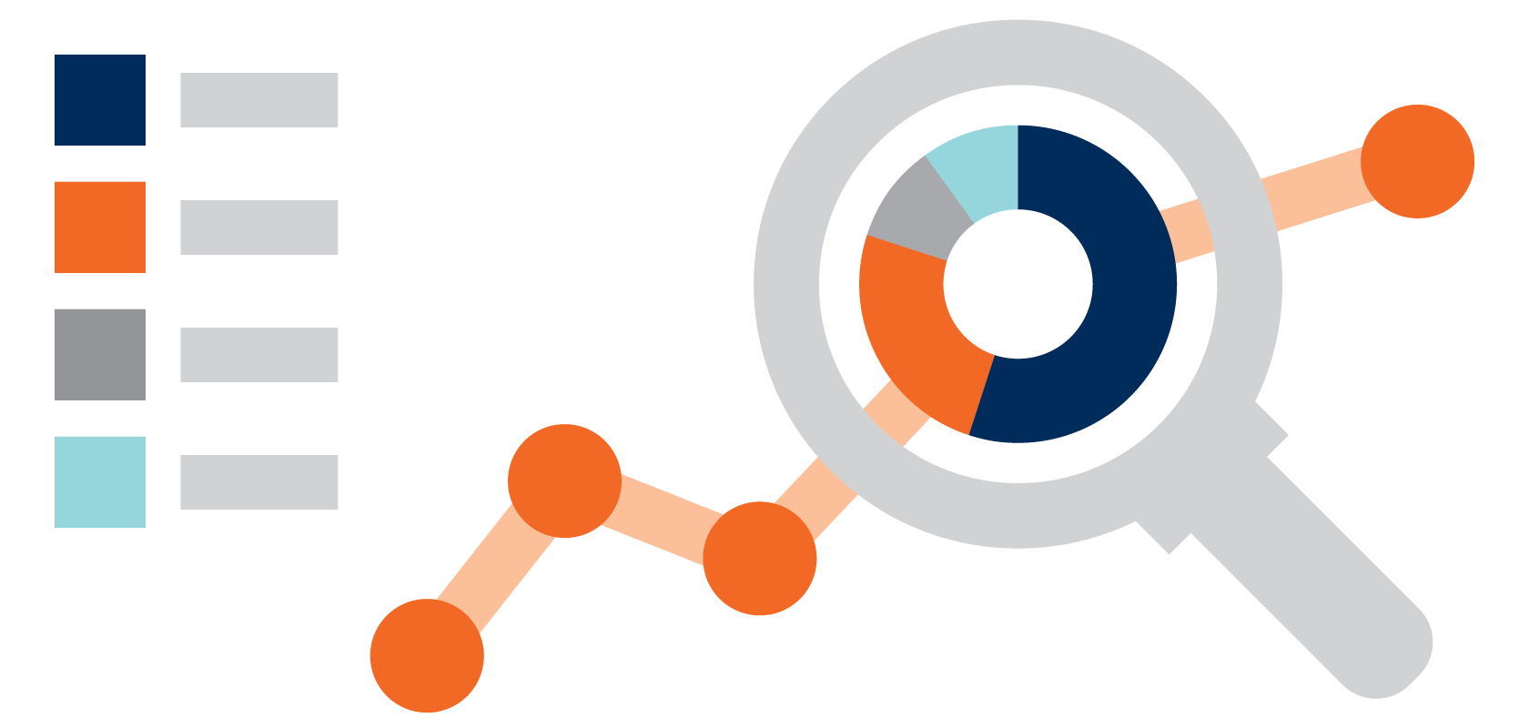 Magnifying glass with data